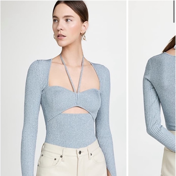 New Jonathan Simkhai Alexia Sweetheart Pullover Stretch Sweater Cut Out Sz XL - Picture 14 of 14